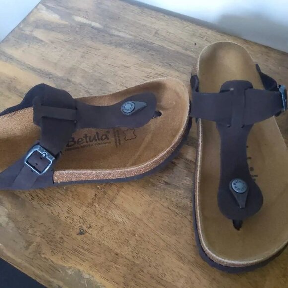 Women's Betula By Birkenstock Gizeh Suede Sandals Chocolate Brown - Size 6 - Picture 1 of 5